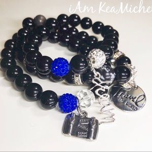 Black & Royal Blue Dream/Travel bracelets (3)